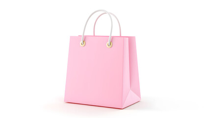 A Cute 3D Render of a Blank Pink Shopping Bag with White Handles
