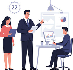 Business Team Meeting: Manager Presenting Data Charts to Colleagues.