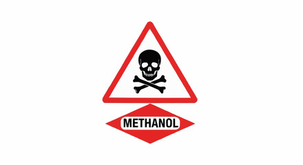 Warning Sign for Methanol Demonstrating Extreme Toxicity and Flammability Hazards Associated with This Dangerous Chemical Substance Emphasizing Safety Precautions and Proper Handling Procedures