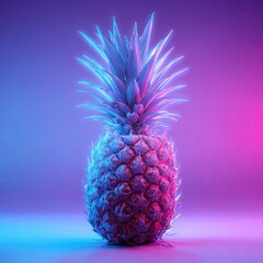 A luminous pineapple, rendered in neon, glows against a gradient background