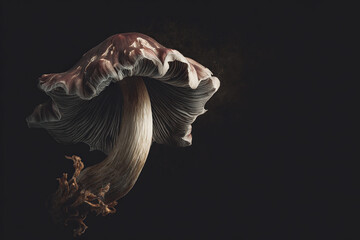 Fototapeta premium A close-up view of a unique mushroom with intricate gills and a dark background