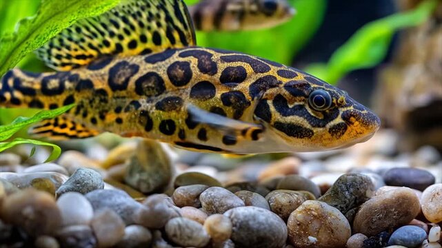 Close up of a spotted fish in an aquatic environment