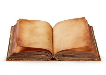 Open antique book with aged, tanned pages