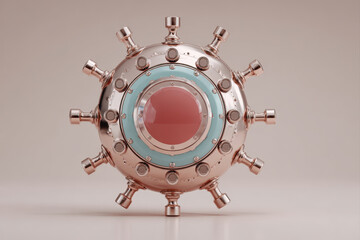 Futuristic holographic digital shield icon on abstract tech background with soft gradient