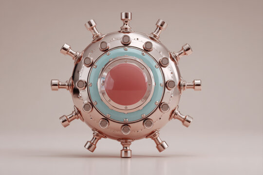 Futuristic holographic digital shield icon on abstract tech background with soft gradient