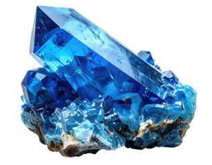 Close-up of a vibrant blue crystal cluster