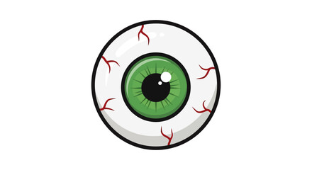 green cartoon eyeball with bloody veins staring intently perfect for halloween designs and horror themed graphics evoking spooky october vibes.