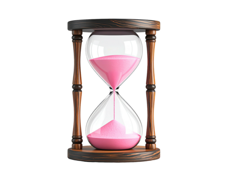 Pink hourglass on dark background