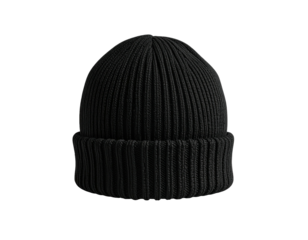 Black ribbed knit beanie (1)