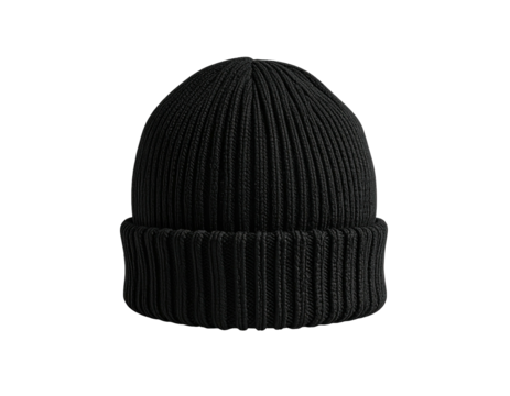 Black ribbed knit beanie (1)