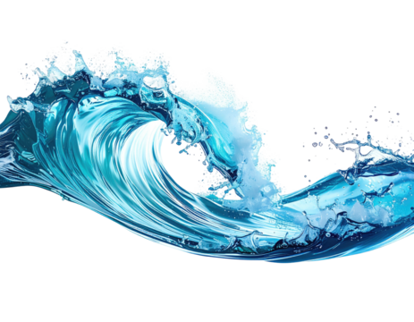 A powerful wave of turquoise blue water