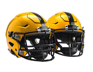 Fototapeta premium Two yellow and black football helmets