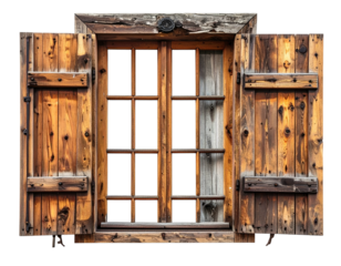 Aged wooden window with shutters