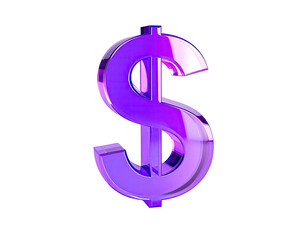 Purple dollar sign 3D render