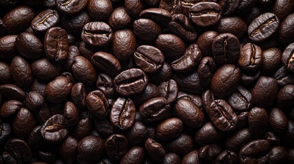 Fototapeta premium Aromatic coffee beans close-up, showcasing rich texture and inviting aroma