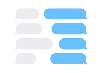 Chat bubbles for text messaging. SMS message speech bubble set. Vector illustration for phone chat interface, dialog box, online communication, and social media app design.