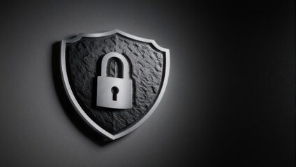 Dark shield with a lock graphic