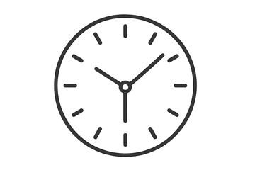 Clock icon vector. Simple line art time symbol. Minimalist flat design element for web, logo, app, UI, UX interface. Watch pictogram. Timer, deadline, schedule, countdown.