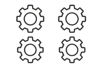 Gear icon collection. Cogwheel symbol for settings, configuration, options. Simple flat line style for web design, logo, app, UI. Technical process, support vector concept.