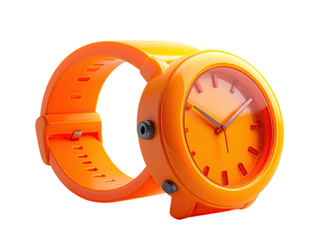 Orange wristwatch, 3D render