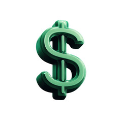 Obraz premium Green 3d dollar sign isolated on transparent background