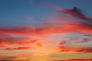 Magical Colors of Clouds at Sunset Evening