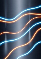 Futuristic metal surface with luminous curved lines design concept