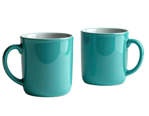 Two teal mugs