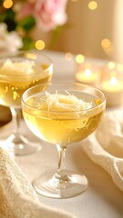 Elegant dessert cocktails in a candlelit setting