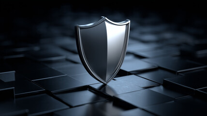 Minimal shield on geometric surface conveying privacy by design strong protection posture and dependable brand security symbolism
