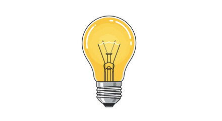 Light Bulb Icon in Flat Vector Style Representing Idea, Creativity, Innovation, Energy, Electricity, Bright Inspiration, Startup Concept, and Smart Thinking Design for Business and Technology Projects