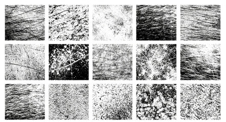 Fototapeta premium Overlay texture set. Different types of texture stamps (damaged, paint, old, concrete and other). Vector collection urban grunge overlay. Paint texture with spray effect and drop ink splashes. Vector
