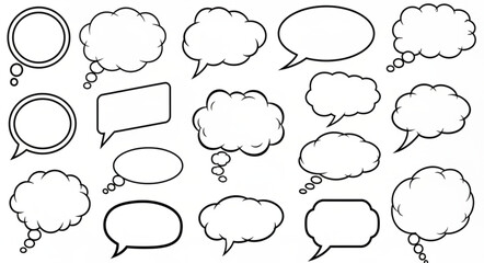 Retro empty comic speech bubbles set with black halftone shadows. Vintage design, pop art style - stock vector