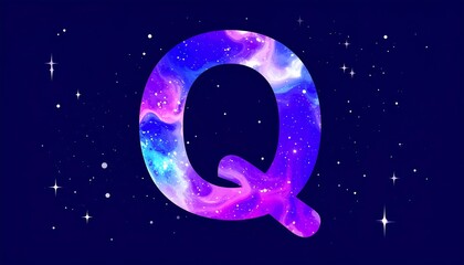 Galactic letter Q against a dark starry background