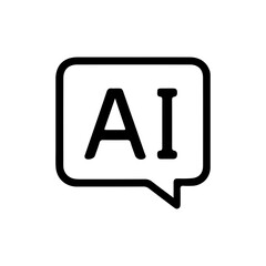 AI Text Chat Bubble Icon Artificial Intelligence Conversation and Messaging,Line Art Symbol Icon