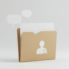 Folder with patient data and speech bubbles isolated on white background