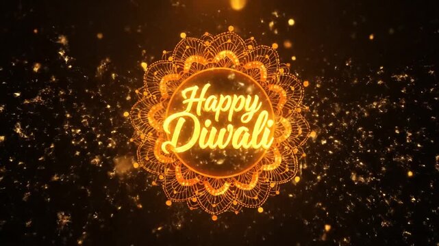 happy diwali glowing mandala particles celebration loop