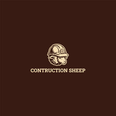 Construction sheep logo vector template design