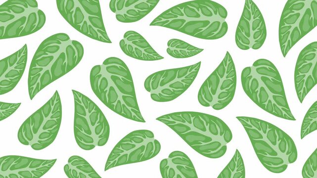 Seamless tropical spinach styled leaf pattern with green tones
