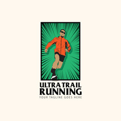 ultra trail run logo vector image