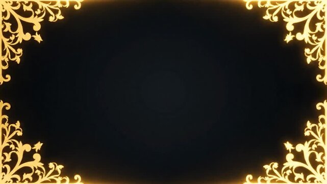golden ornate decorative frame corners animation