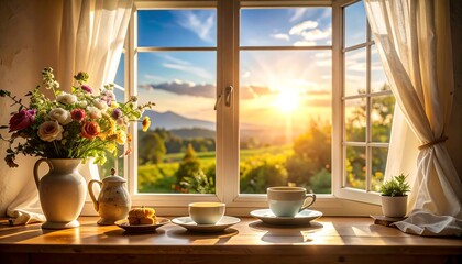 Sunrise view from a cozy window