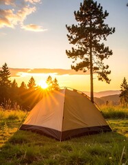 Sunset camping scene