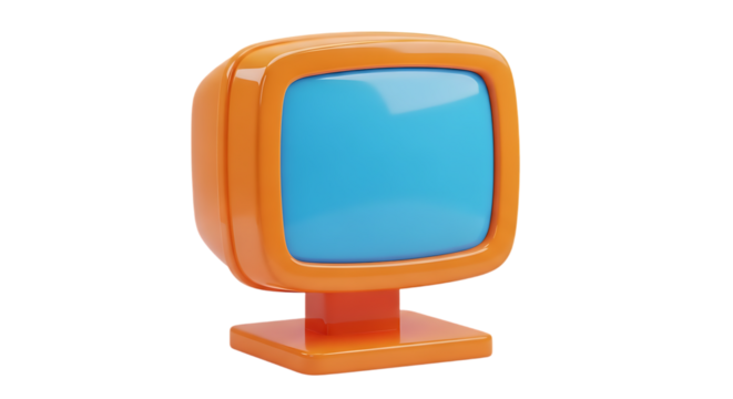 Retro television screen isolated on a transparent background