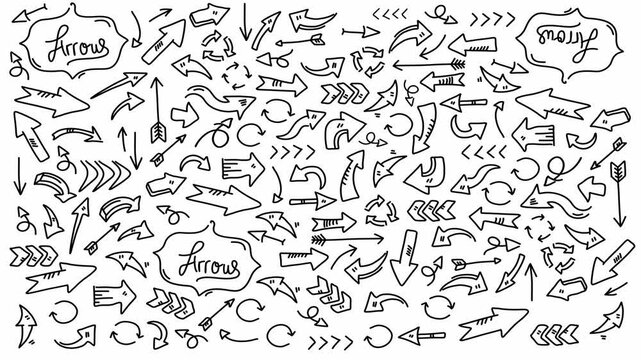 Hand drawn doodle arrows pattern seamless sketch background