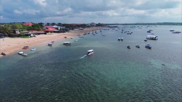 Aerial view of water rides in Tanjung Benoa, Bali.