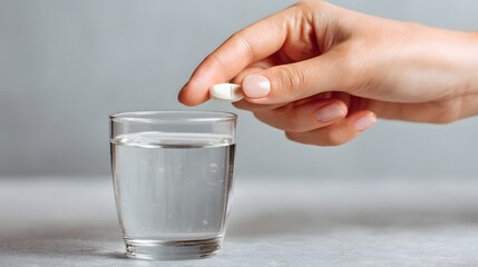 Photo of a Hand Holding a Pill and Glass of Water