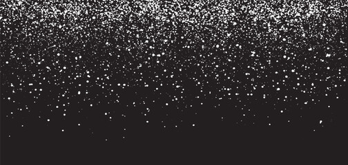 Black scratched grunge background, old film effect, space for text vintage effect, traces of antiquity. White dust particles on a dark background. Old black paper or cardboard for backdrop. Vector ill