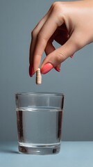 Hand Taking a Capsule with Water Vertical Photo