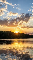Sunset over a calm lake (1)